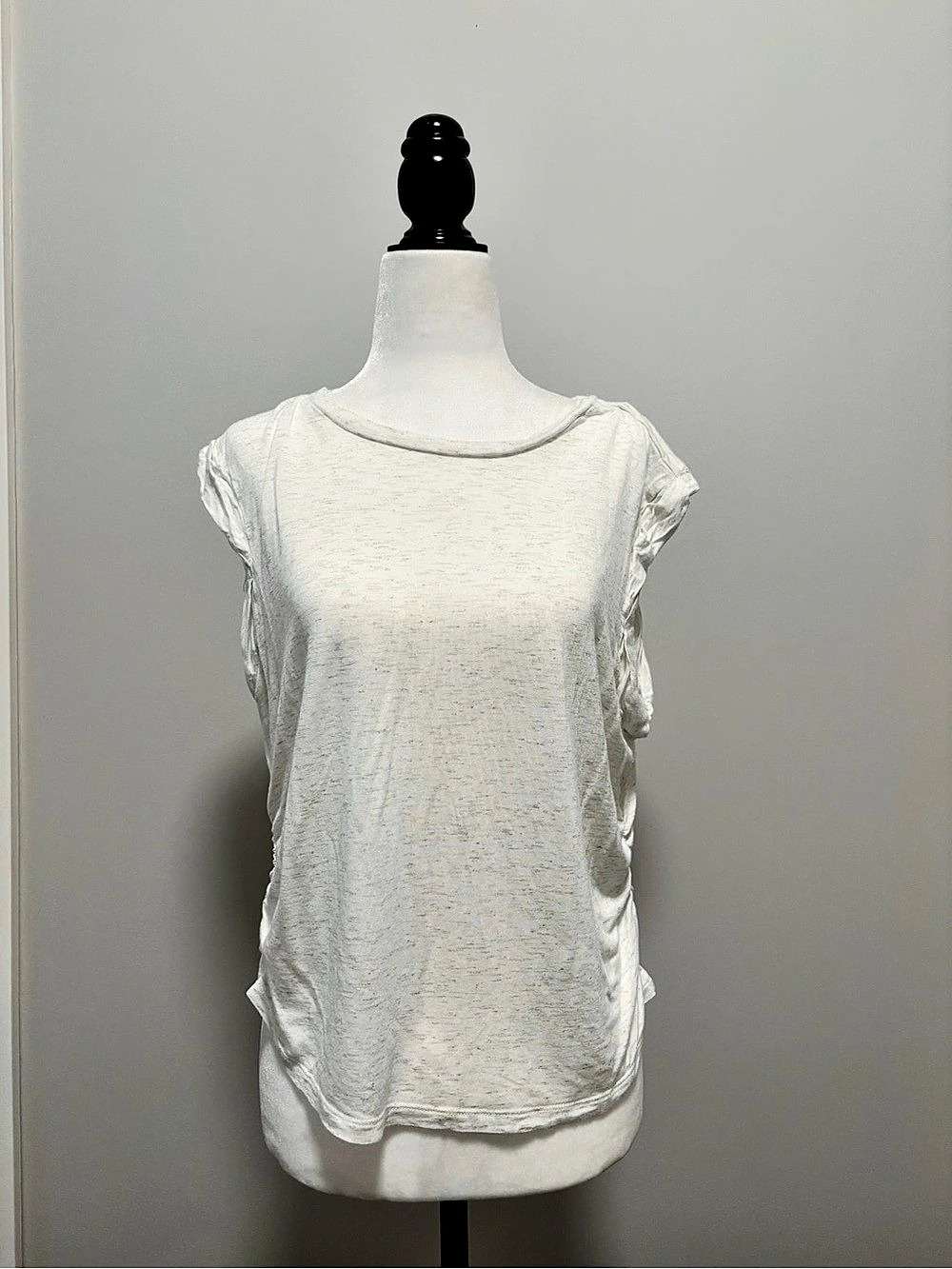 AllSaints Ruched Short Sleeve Tee in White Large